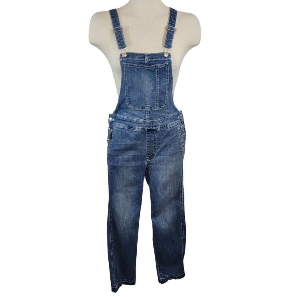 Point Sur J Crew Overalls  Womans Extra Small Blue Denim Bib Raw Hem Stretch